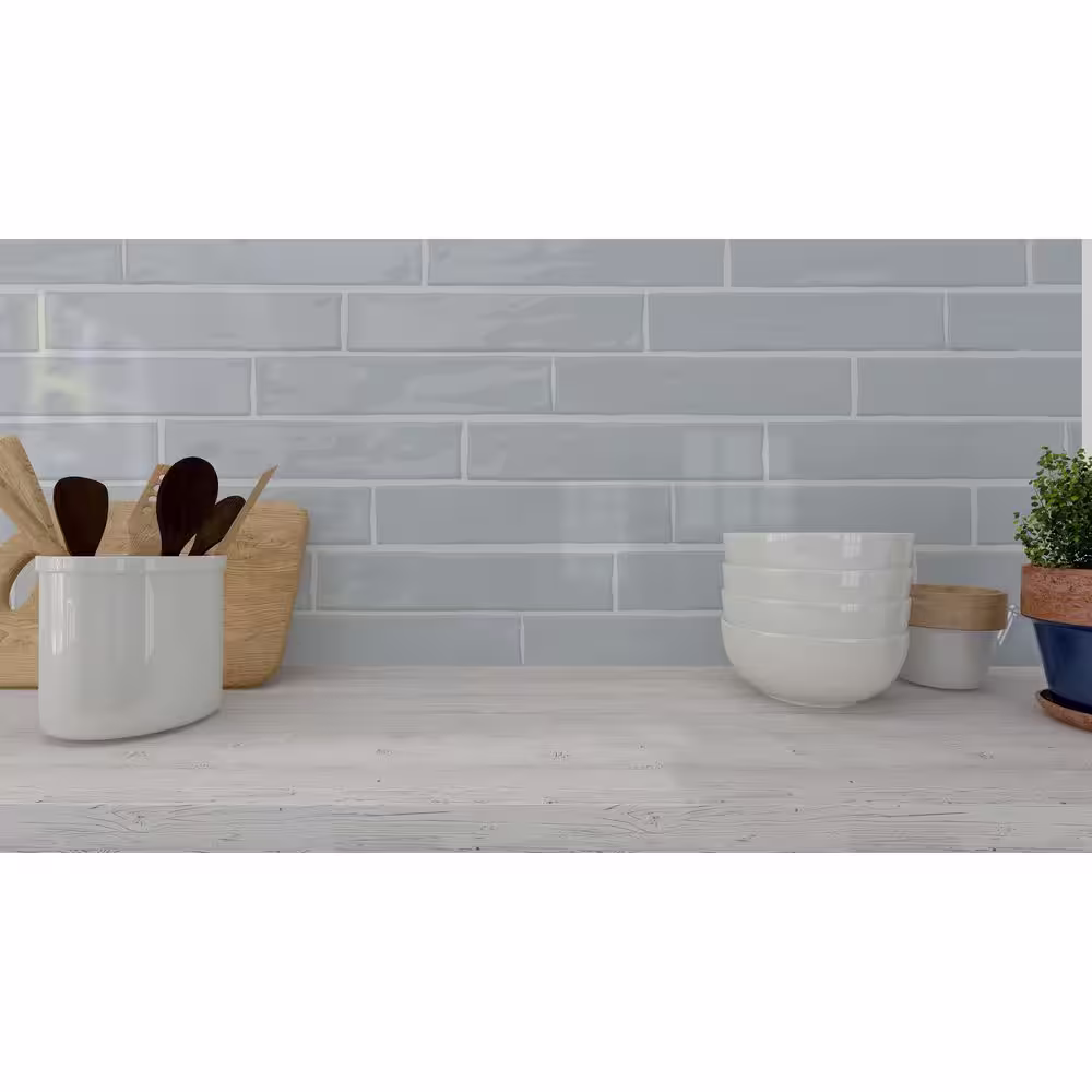 ANDOVA Compass Pivot Gray/Blue 2 in. x 10 in. Smooth Glossy Subway Ceramic Wall Tile (3.17 sq. ft./Case)