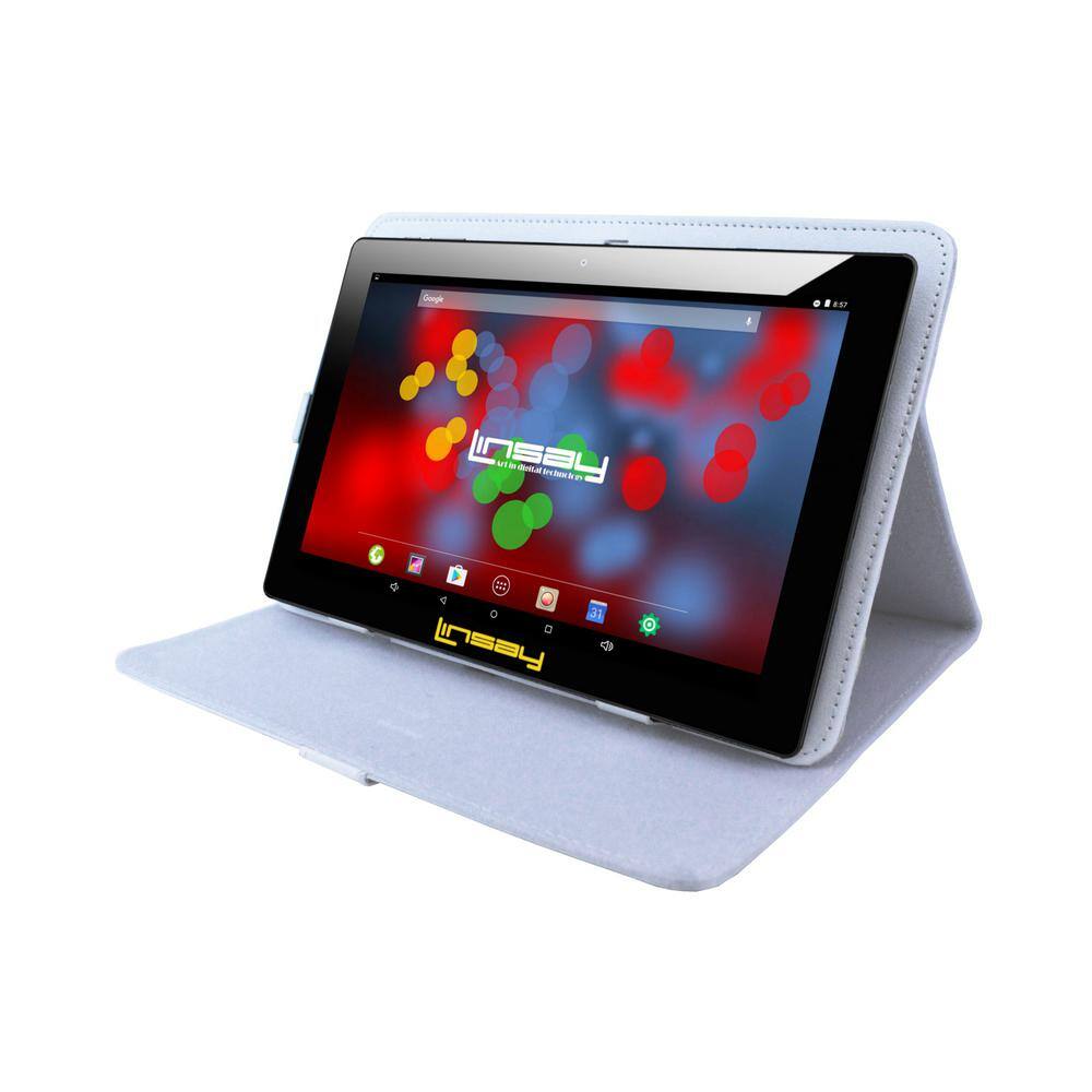LINSAY 10.1 in. 1280 x 800 IPS 2GB RAM 32GB Android 12 Tablet with White Case