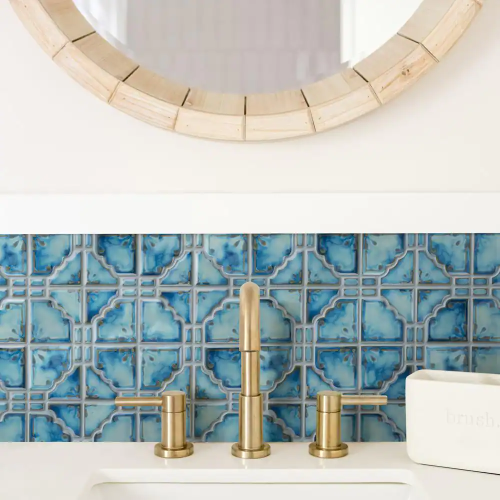 Merola Tile Moonbeam Diva Blue 11-3/4 in. x 11-3/4 in. Porcelain Mosaic Tile (9.8 sq. ft./Case)