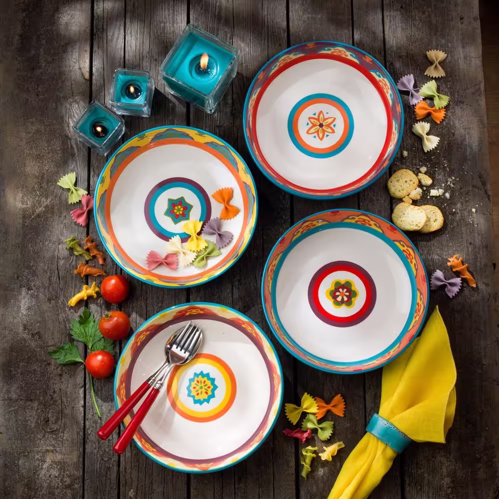 Euro Ceramica Galicia 4-Piece Pasta Bowl Set