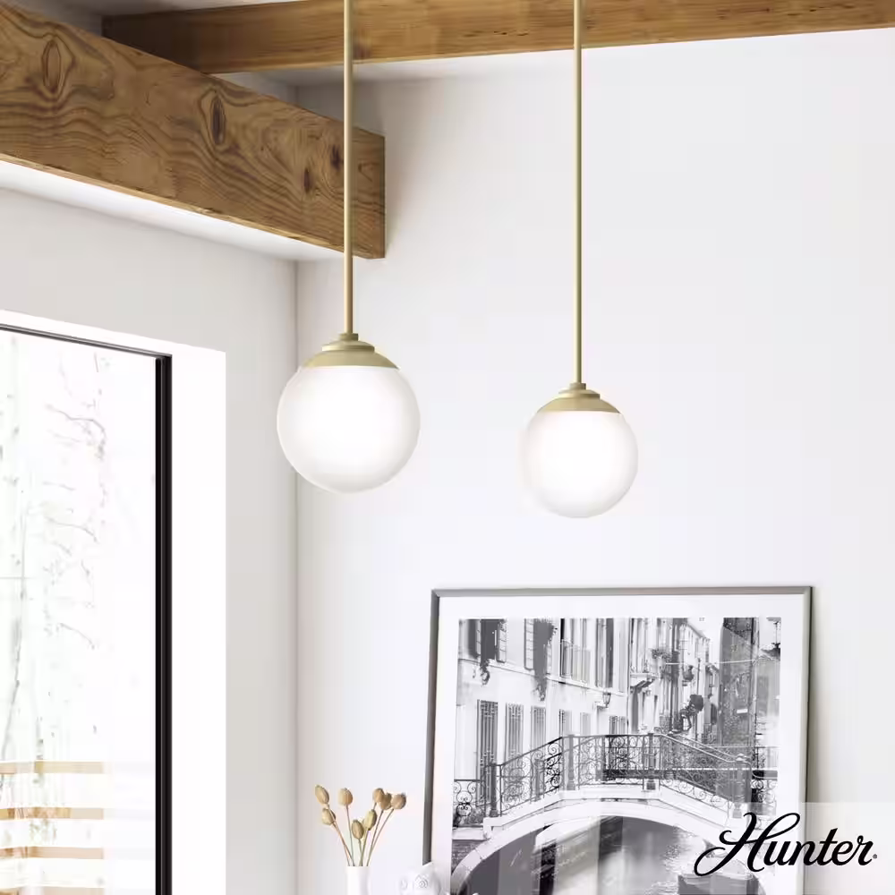 Hunter Hepburn 1 Light Modern Gold Brass Pendant Bedroom Light
