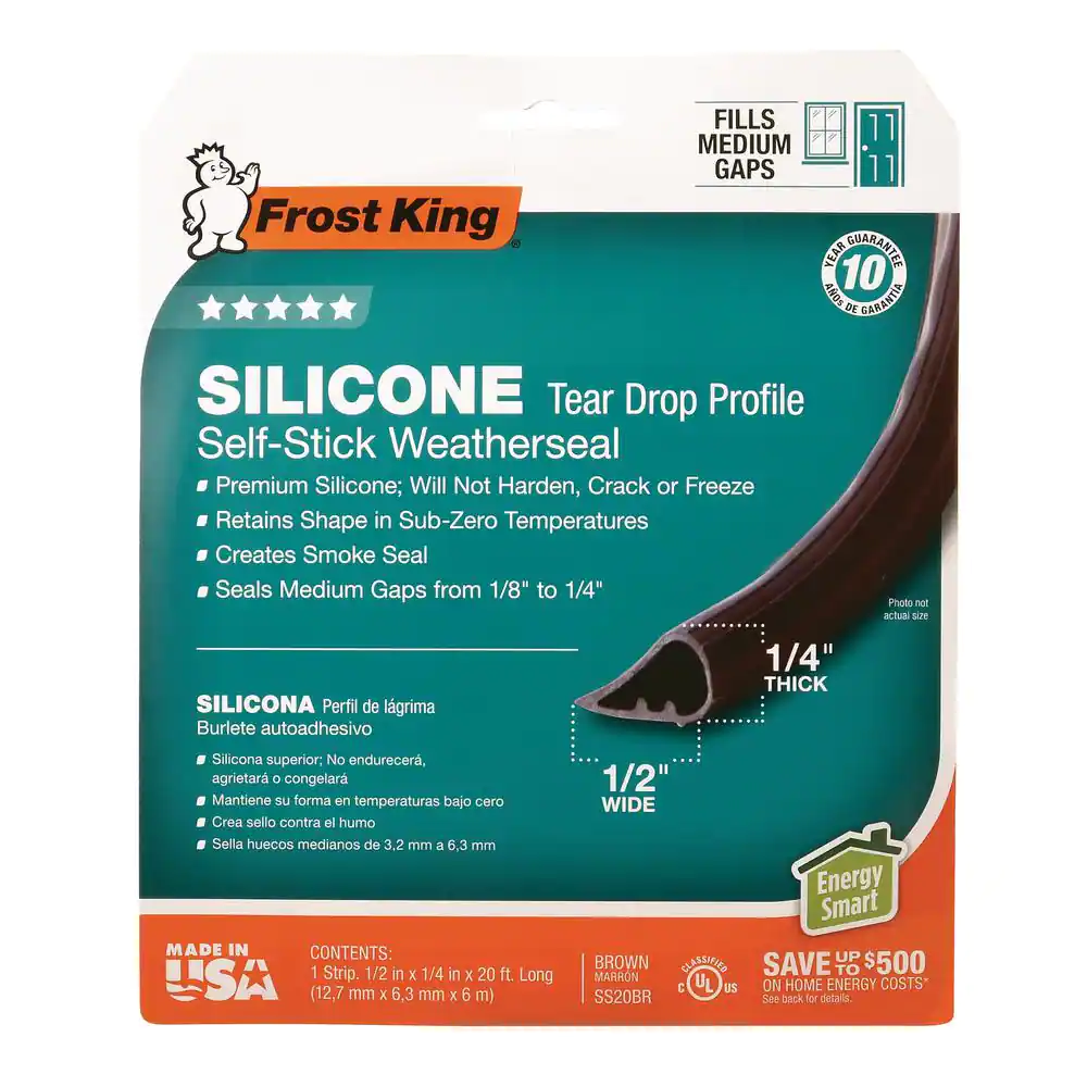Frost King 1/2 in. x 1/4 in. x 20 ft. Brown Silicone Self-Stick Weatherseal