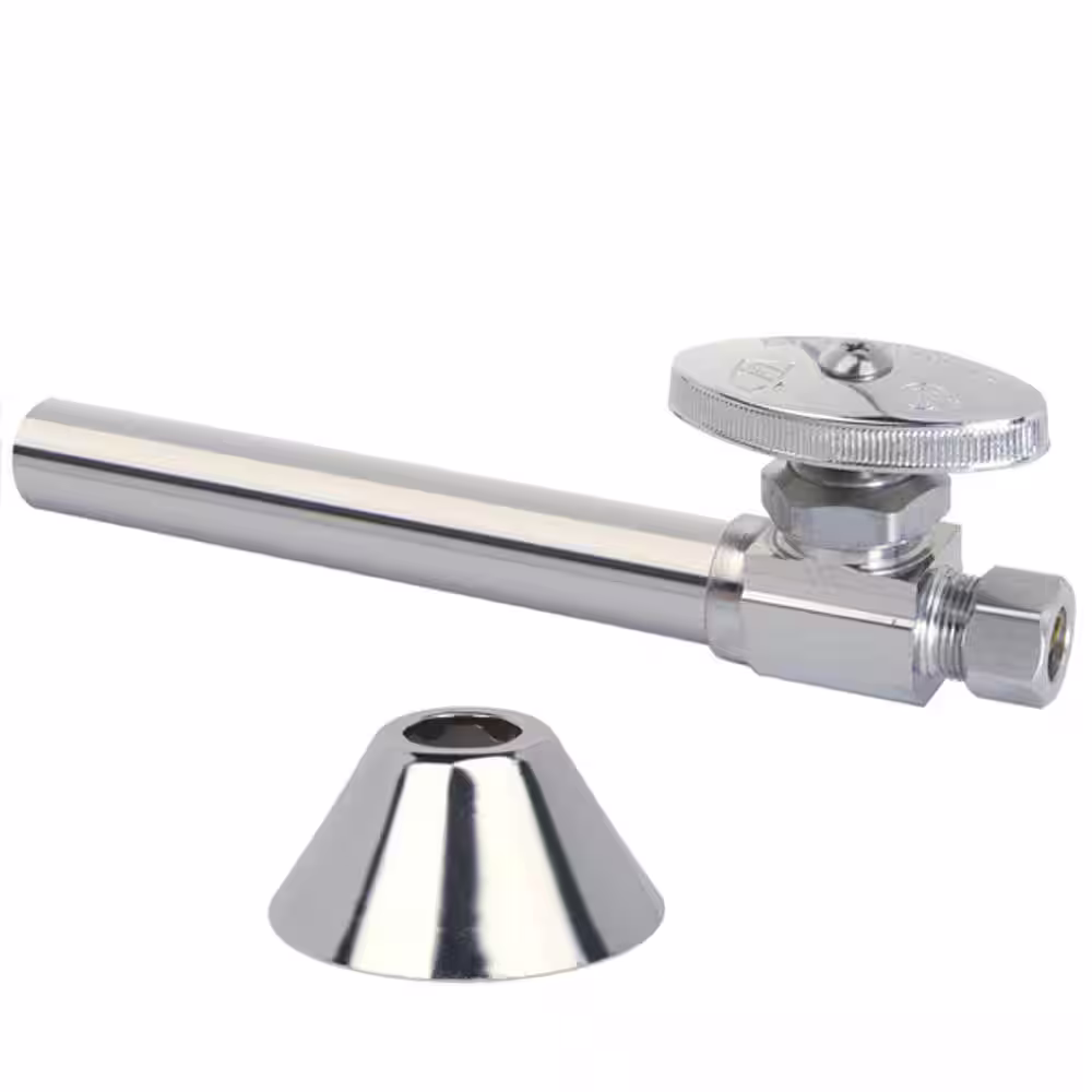 BrassCraft 1/2 in. Sweat Inlet x 3/8 in. Comp Outlet Multi-Turn Straight Valve with 5 in. Extension Tube & Bell Flange