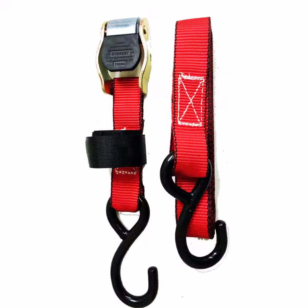 EVEREST 1 in. x 10 ft. Red Cam Buckle 900 lbs./S-Hook (12-Pack)