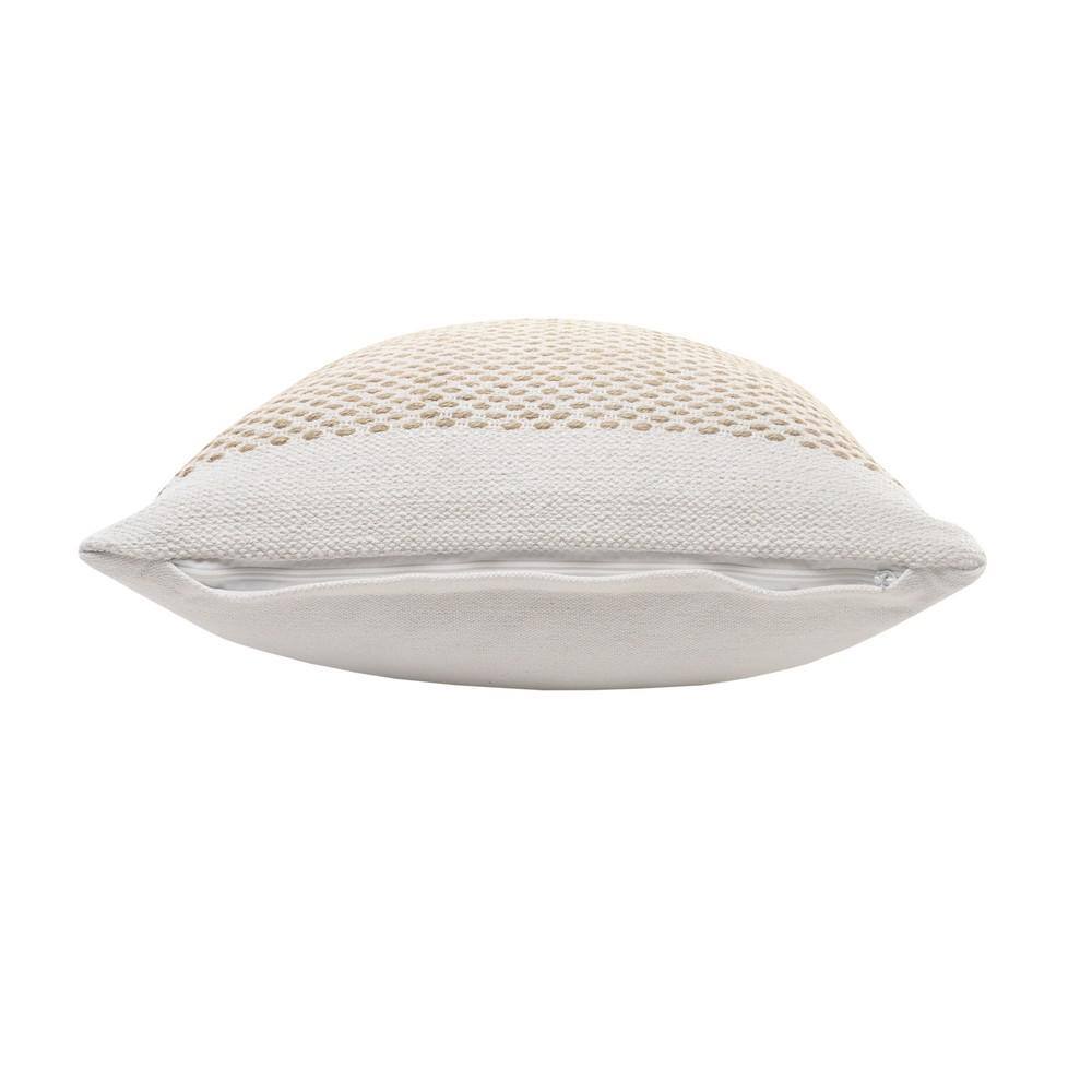 LR Home Interwoven Jute Off - White / Tan Latticework Cozy Poly-Fill 20 in. x 20 in. Throw Pillow
