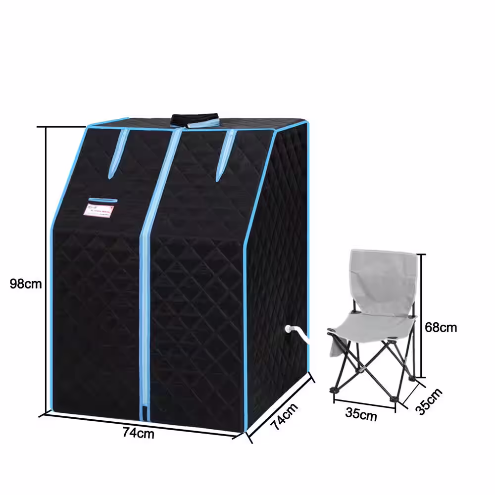 None 1-Person Half body Black Steam Sauna Tent for Spa Detox at Home PVC Pipe Connector Easy to Install