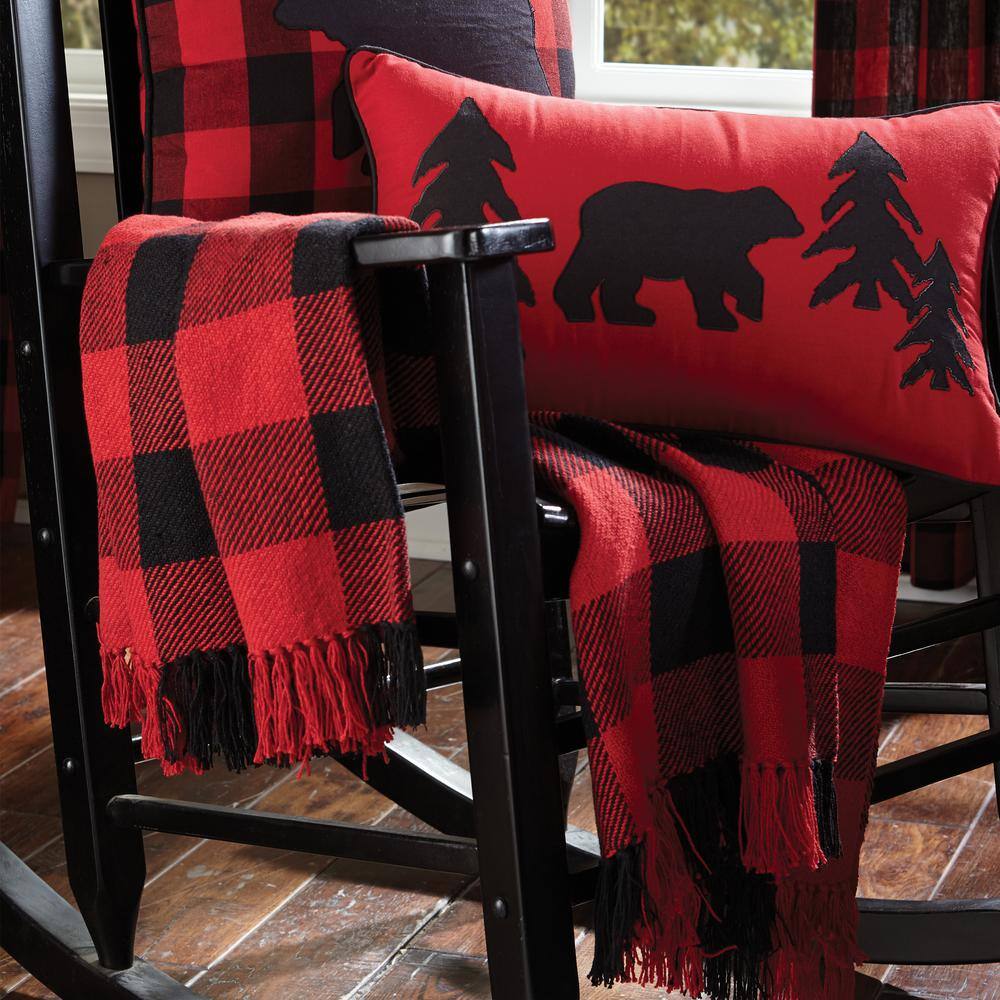 Park Designs Red Black Buffalo Check Cotton Throw Blanket