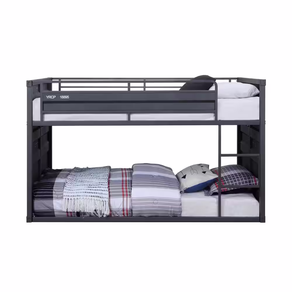 Acme Furniture Cargo Gunmetal Twin over Twin Bunk Bed with Right Facing Front Ladder