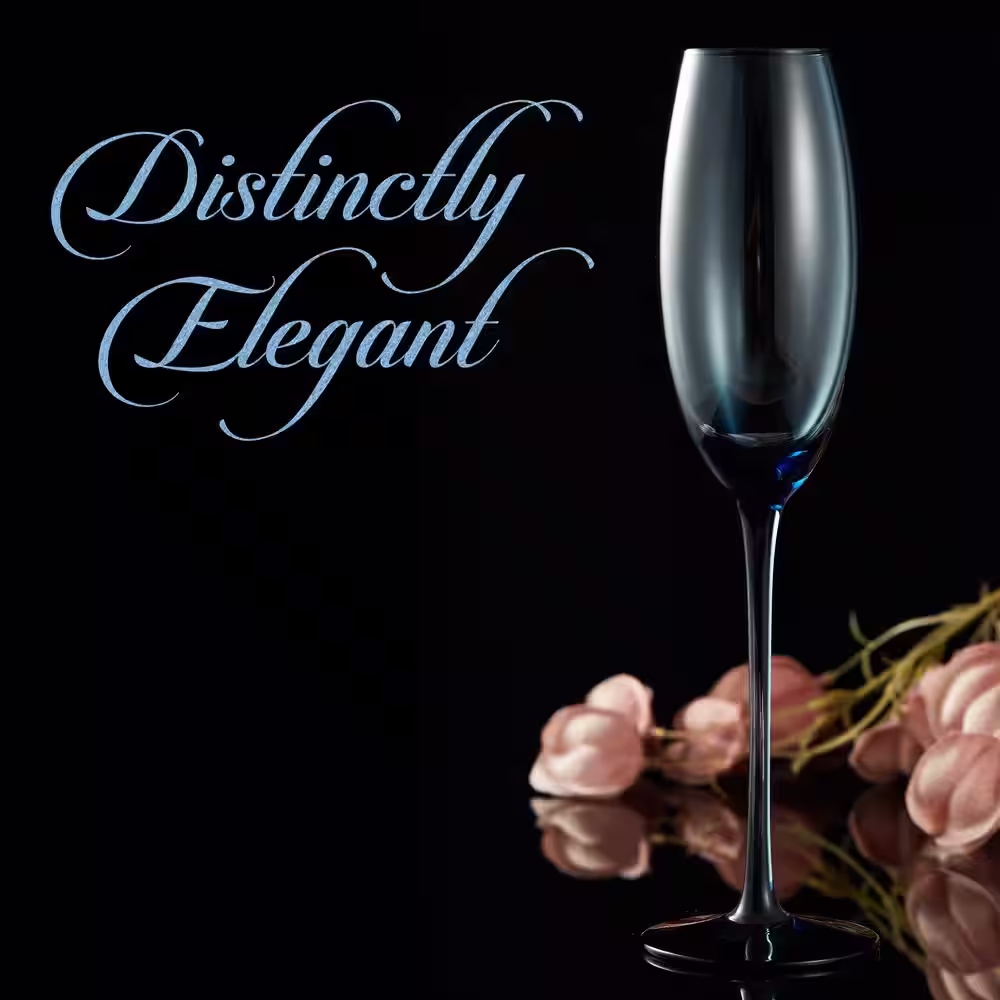 None Luxurious and Elegant Blue Colored 7.3 oz. Champagne Flutes (Set of 4)