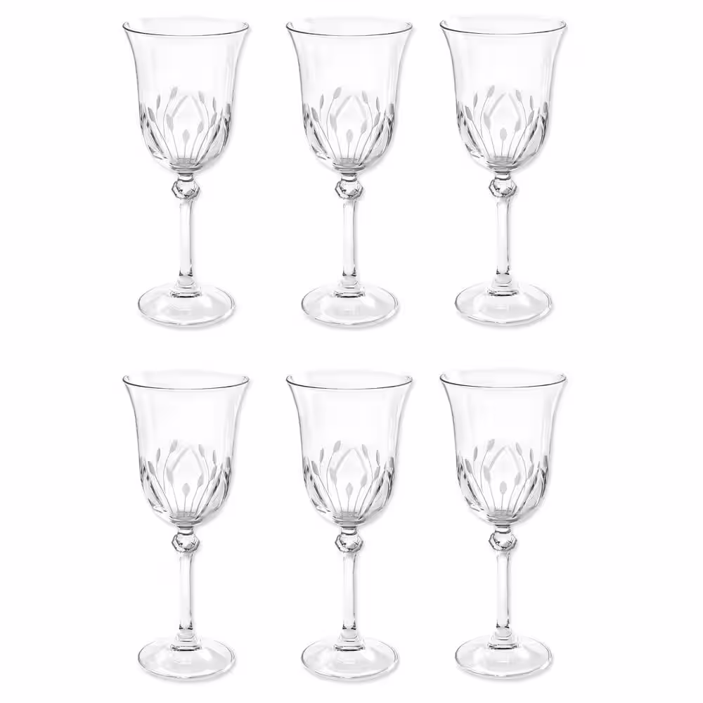 Lorren Home Trends Etched Red Wine Goblets-Made In Italy (Set of 6)