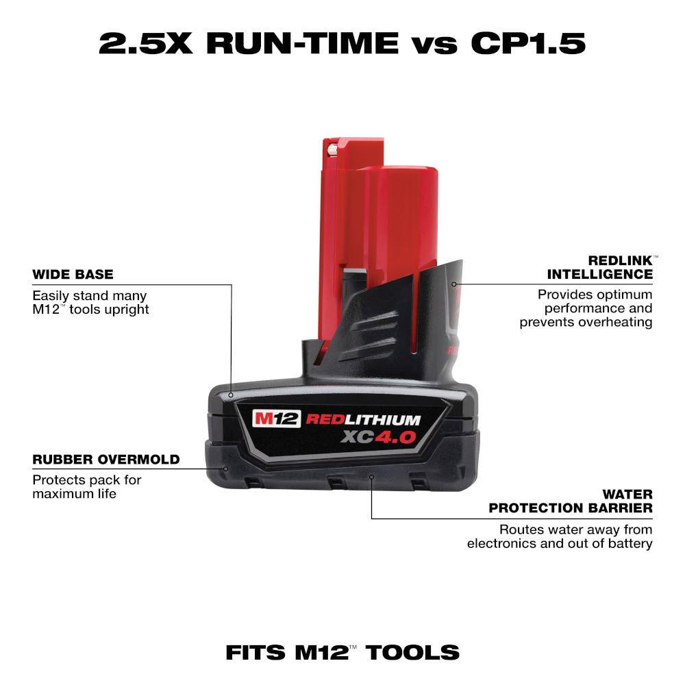 Milwaukee M12 12-Volt Lithium-Ion XC Extended Capacity Battery Pack 4.0Ah w/Band Saw Blade & Band Saw Reamer Attachment (3-Pack)