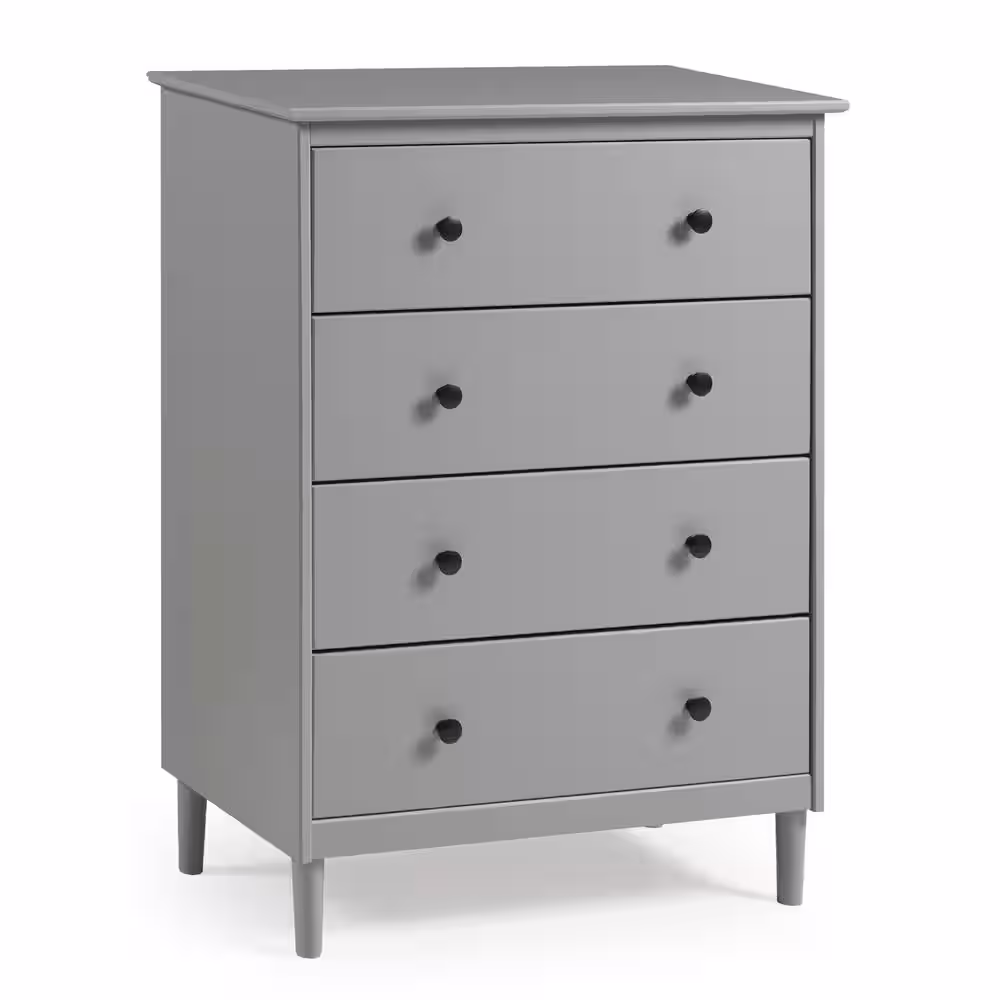 Welwick Designs 4-Drawer Grey Solid Wood Modern Transitional Framed Dresser (40 in. H x 30 in. W x 16 in. D)