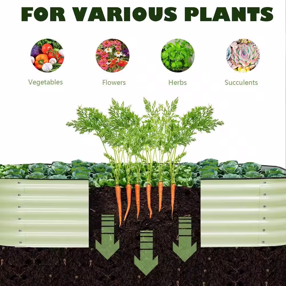 None 71 in. x 35 in. x 17 in. Olive Green 9-in-1 Modular Metal Raised Garden Bed Kit