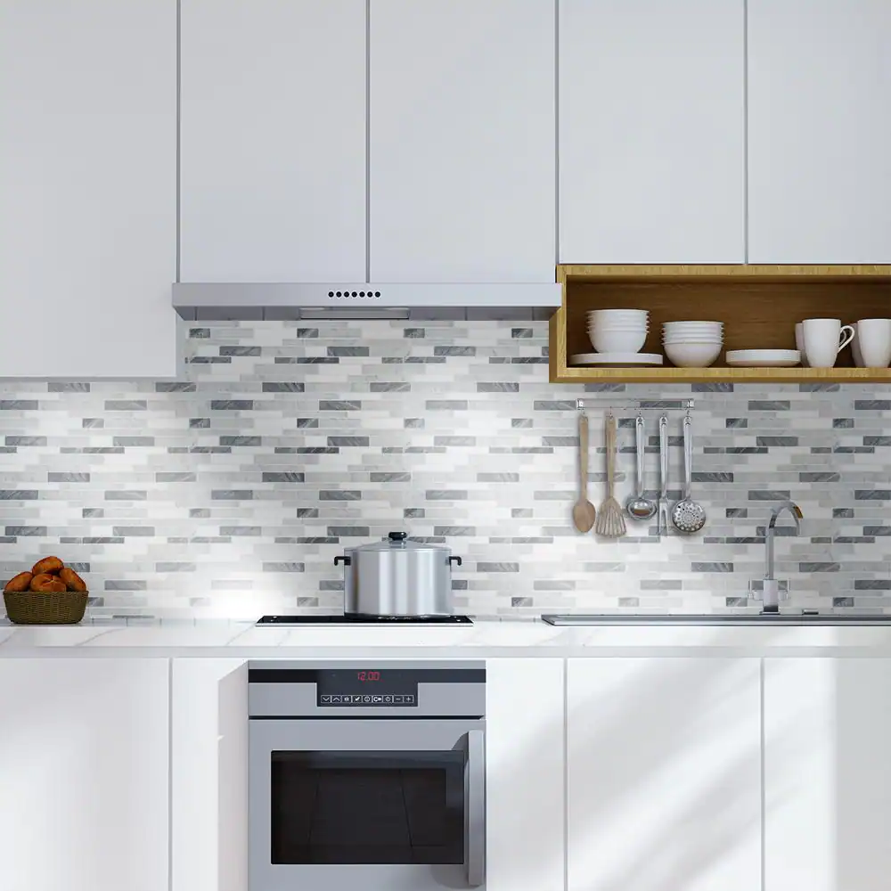 Jeffrey Court Lombard Fog White 11.75 in. x 11.75 in. Interlocking Semi-Polished Marble Mosaic Tile (9.588 sq. ft./Case)