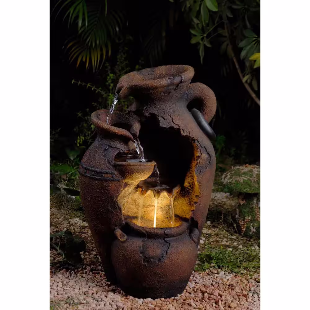 Fountain Cellar Old Fashion Pot Outdoor Fountain with LED Light