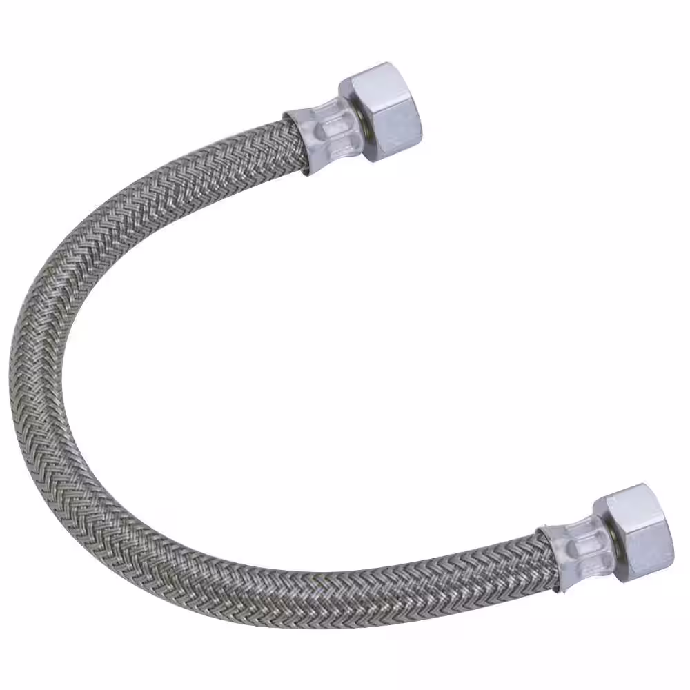 BrassCraft 1/2 in. Compression x 1/2 in. FIP x 12 in. Braided Polymer Faucet Supply Line