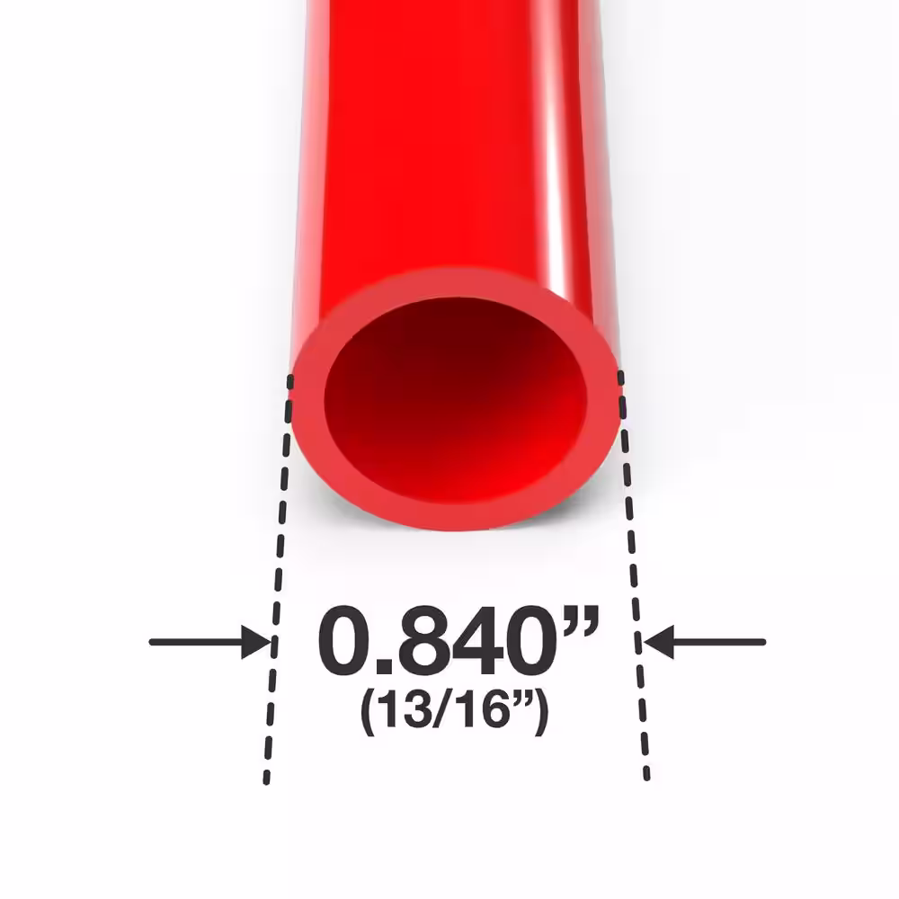 Formufit 1/2 in. x 5 ft. Furniture Grade Schedule 40 PVC Pipe in Red (2-Pack)