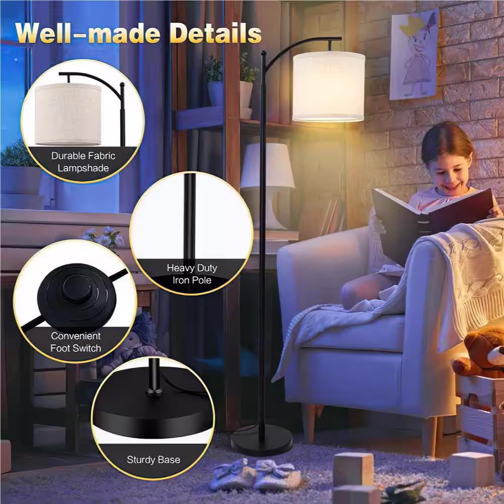 Cedar Hill 62 in. Black Floor Lamp