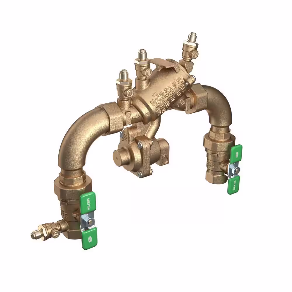 Wilkins 3/4 in. 975XL3 Reduced Pressure Principle Backflow Preventer with 90-Degree Street Elbows and Union Ball Valves