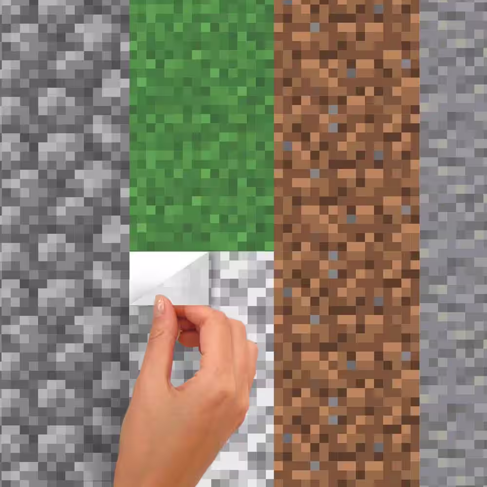 RoomMates Green Minecraft Block Strips Peel and Stick Wall Decals