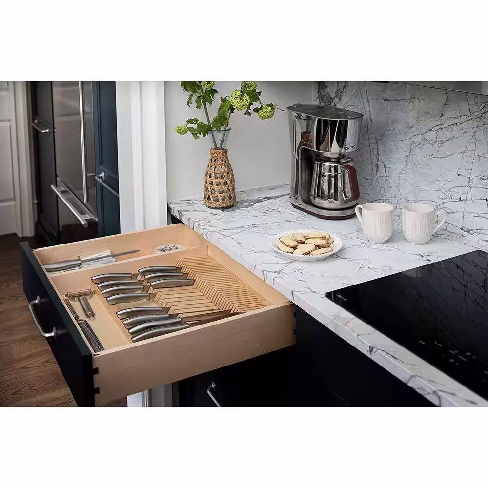 Rev-A-Shelf 2.875 in. H x 18.5 in. W x 22 in. D Double Knife Block Drawer Insert