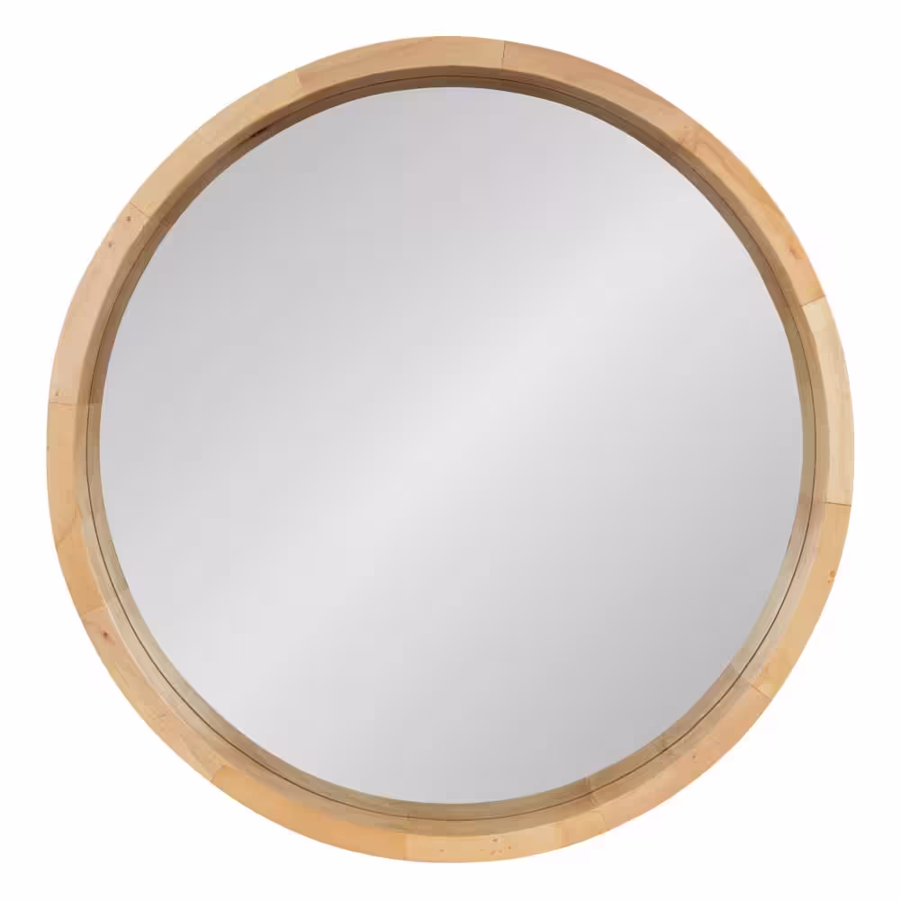 Kate and Laurel Hutton Round Natural Wall Mirror