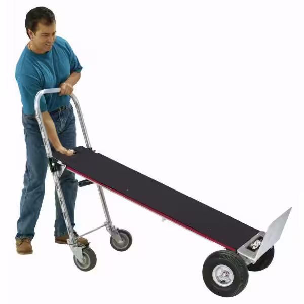 Magliner 1,250 lb. Capacity Gemini XL Convertible Aluminum Hand Truck with Locking Casters, Non-Skid Platform and Foam Wheels