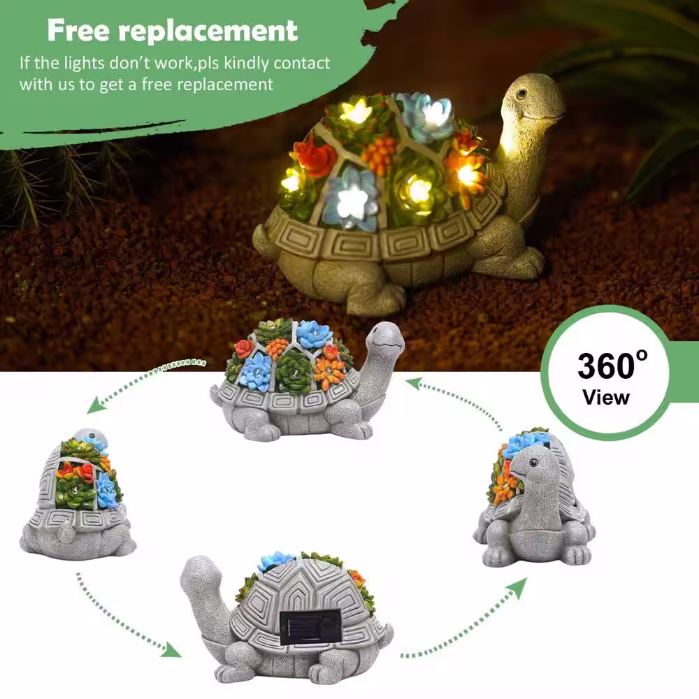 None Solar Garden Outdoor Statues Turtle-Lawn Decor Patio, Yard Ornament - Christmas Birthday Gifts for Women/Mom Grandma
