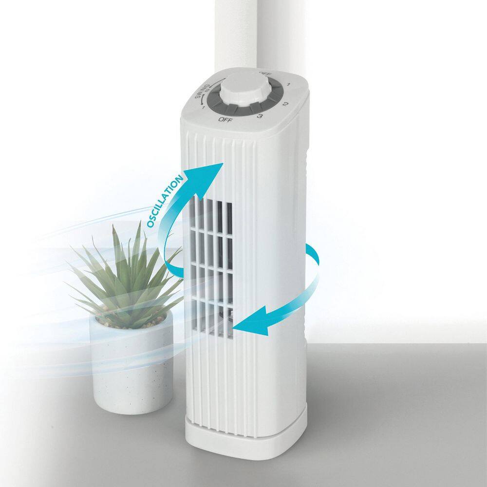 Optimus F-7348WH 14 Inch Portable Ultra-Slim Desktop Tower Fan in White