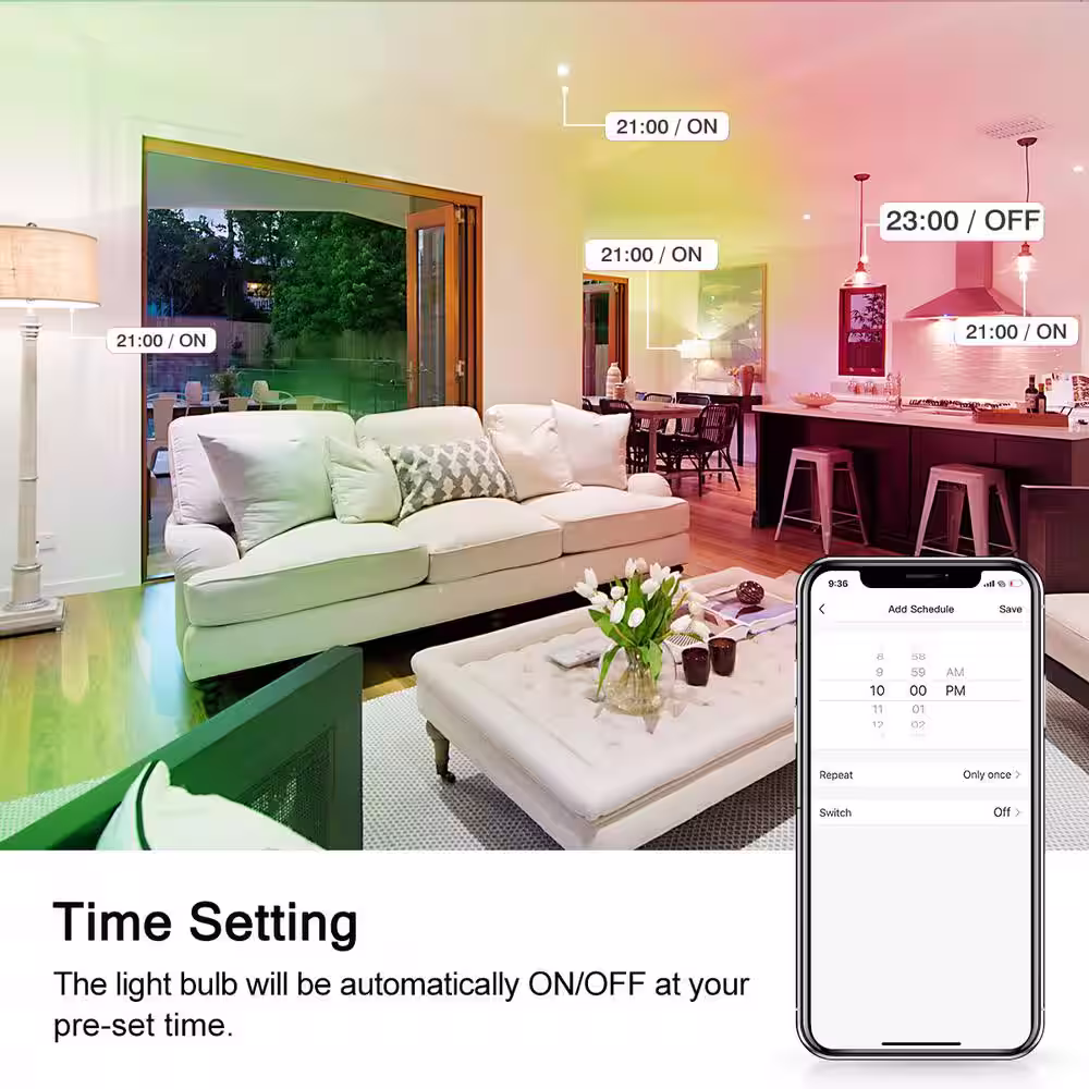 YANSUN 100 Watt Equivalence BR40 LED RGB Color Changing 2700K-6000K WiFi Smart Light Blub (1-Pack)
