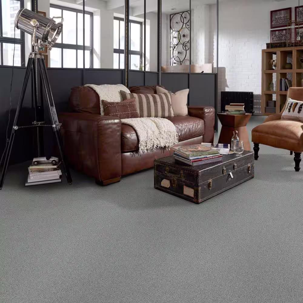 Home Decorators Collection Brave Soul II - Atmospheric - Blue 44 oz. Polyester Texture Installed Carpet