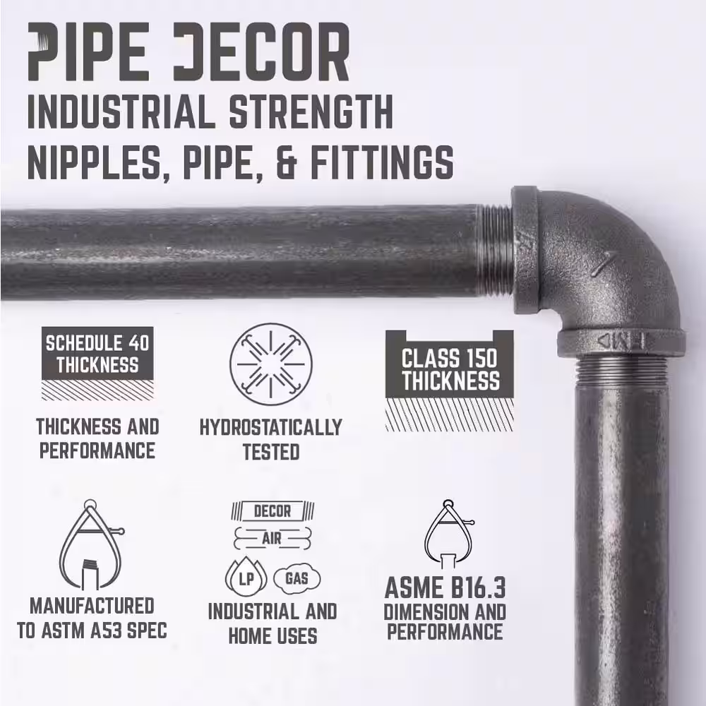 PIPE DECOR 3/4 in. Black Steel Pipe 3.75 ft. L x 31 in. H 
