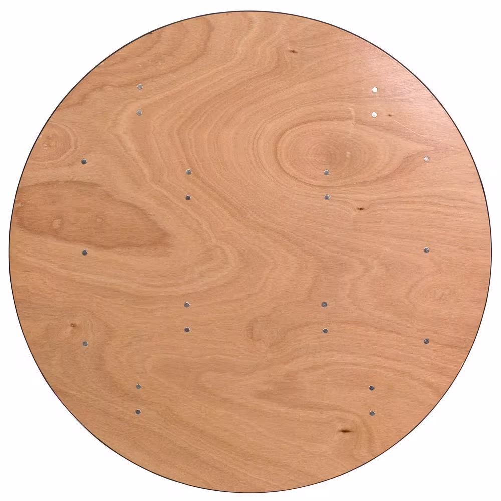 None 48 in. Natural Wood Tabletop Metal Frame Folding Table