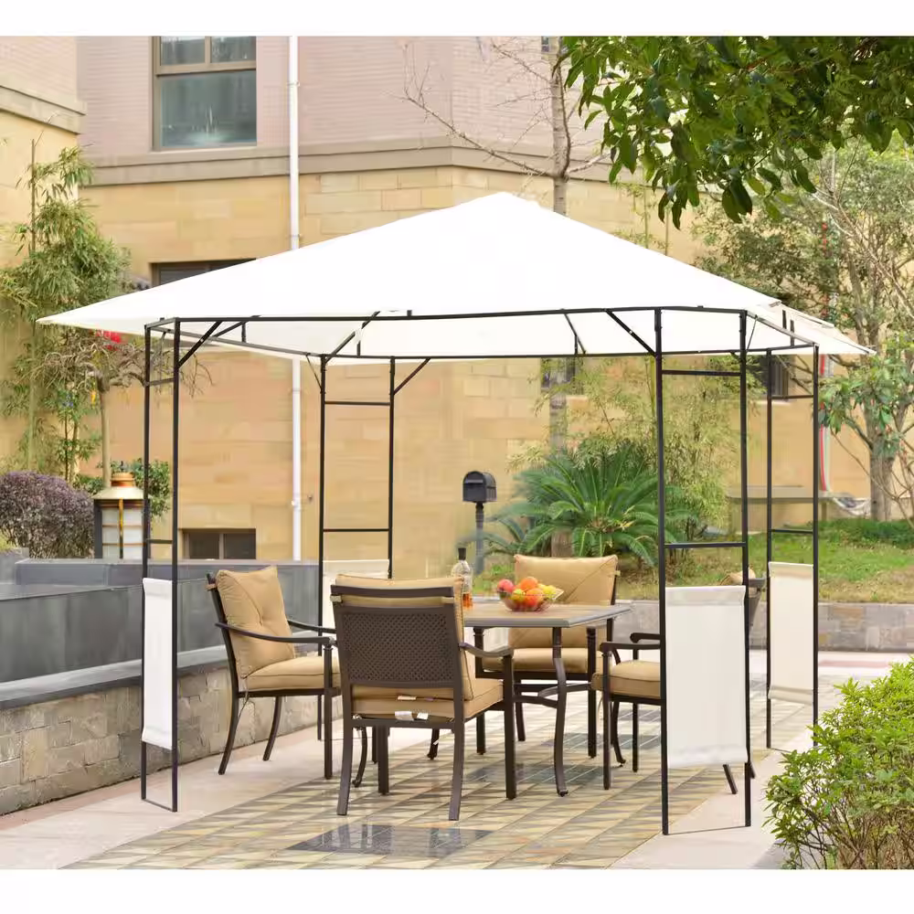 Outsunny 10 ft. x10 ft. Outdoor Modern Gazebo Canopy Cover with Cloth Side Panels, Weather-Resistant Canopy, and Sturdy Build