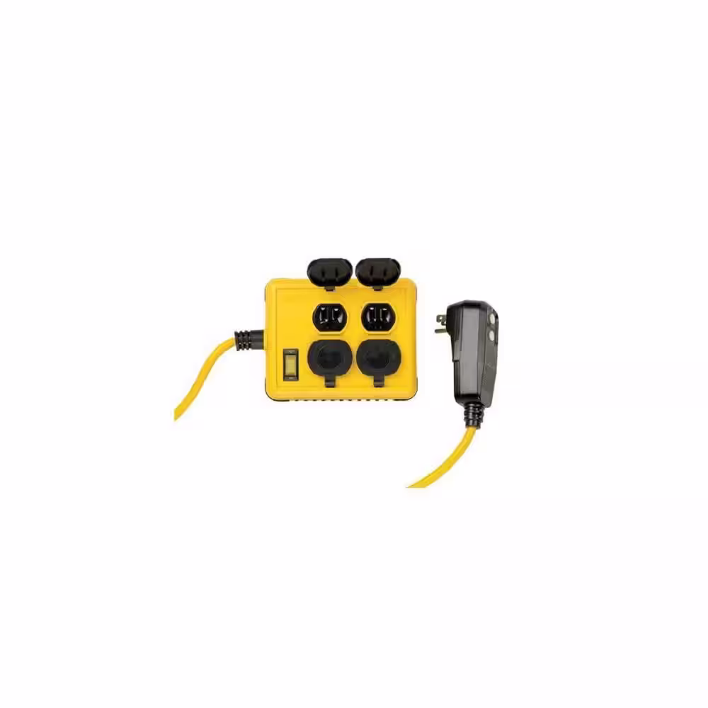 Yellow Jacket 6 ft. 14/3 SJTW Right Angle GFCI 4-Outlet Power Block