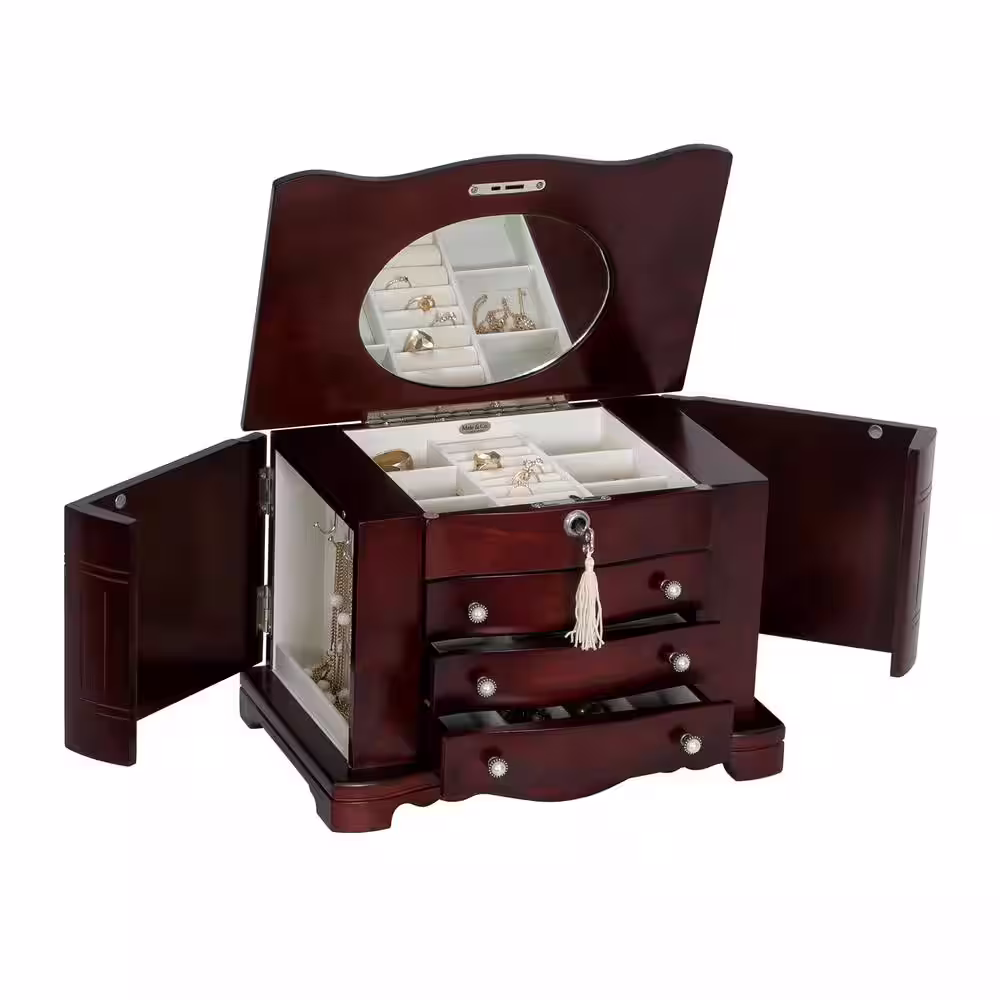 Mele & Co Rita Mahogany Finish Wooden Jewelry Box