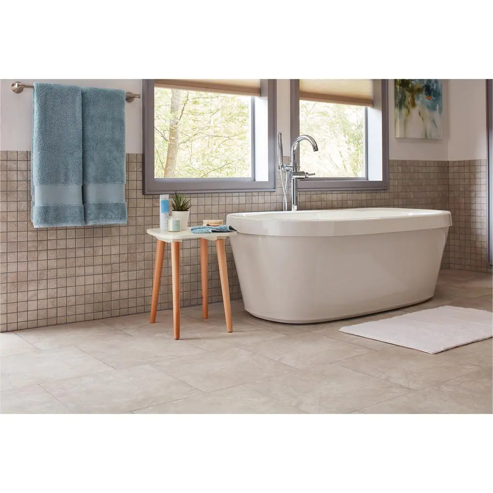 None Portland Stone Gray 12 in. x 12 in. x 6.35 mm Ceramic Mosaic Floor and Wall Tile (1 sq. ft./Each)