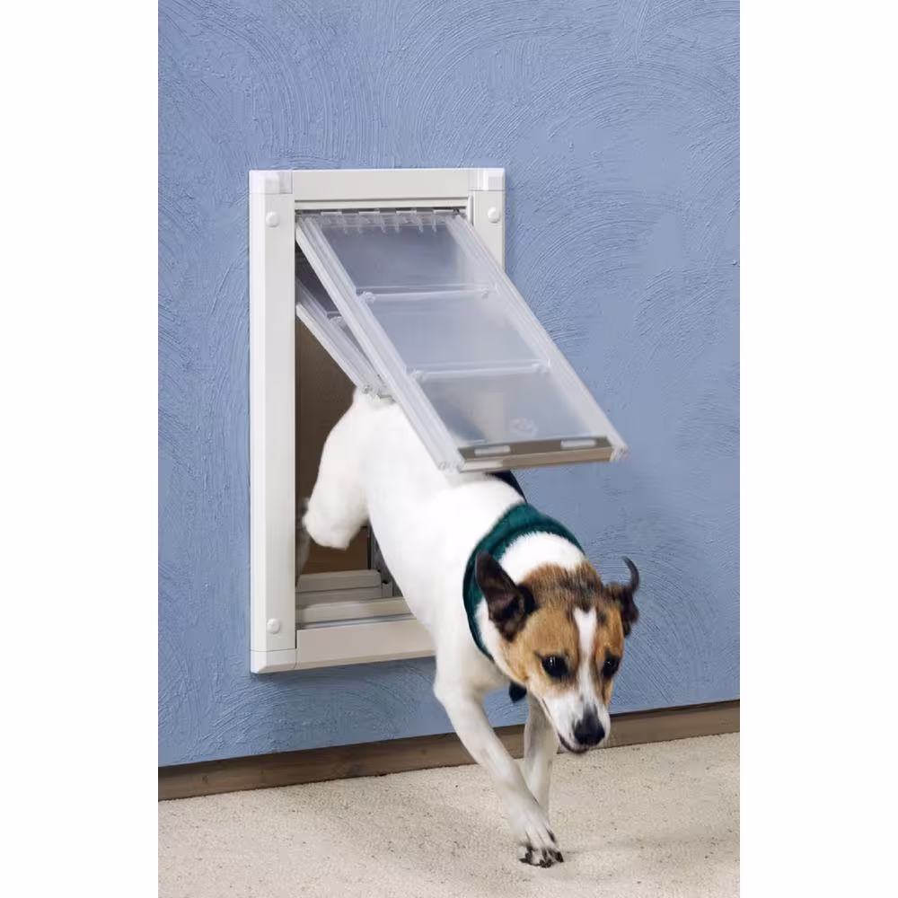 Endura Flap 6 in. x 10 in. Small Double Flap for Walls with White Aluminum Frame