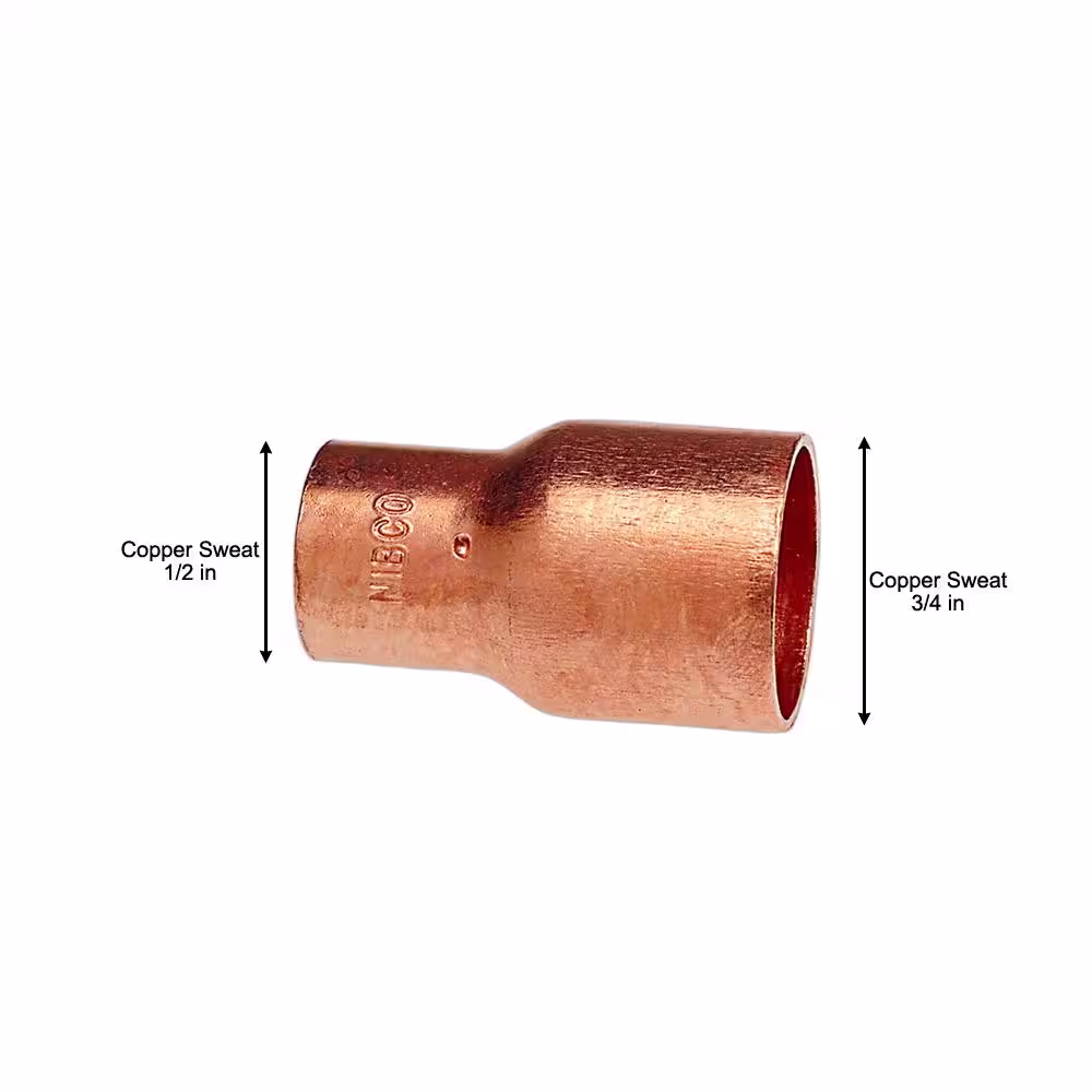 NIBCO 3/4 in. x 1/2 in. Copper Pressure C x C Coupling with Stop