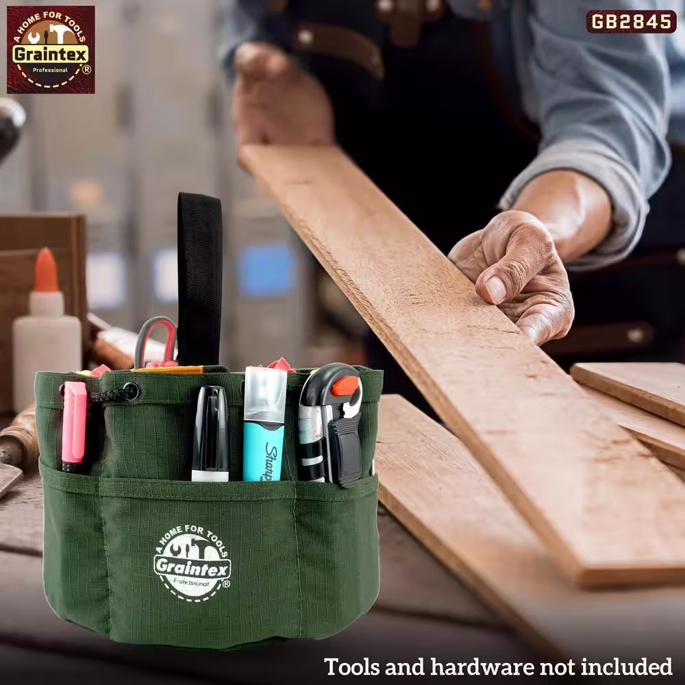 Graintex 10 in. 18-Pockets Grab Tool Bags with Drawstring Closure Set of 3