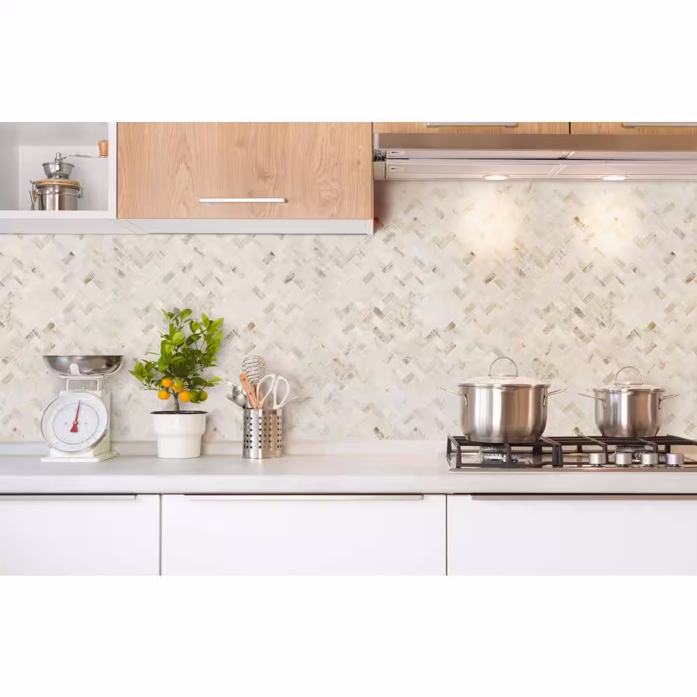 MSI Arabescato Venato White 11.63 in. x 11.63 in. x 9.6 mm Honed Marble Mosaic Tile (9.40 sq. ft./Case)