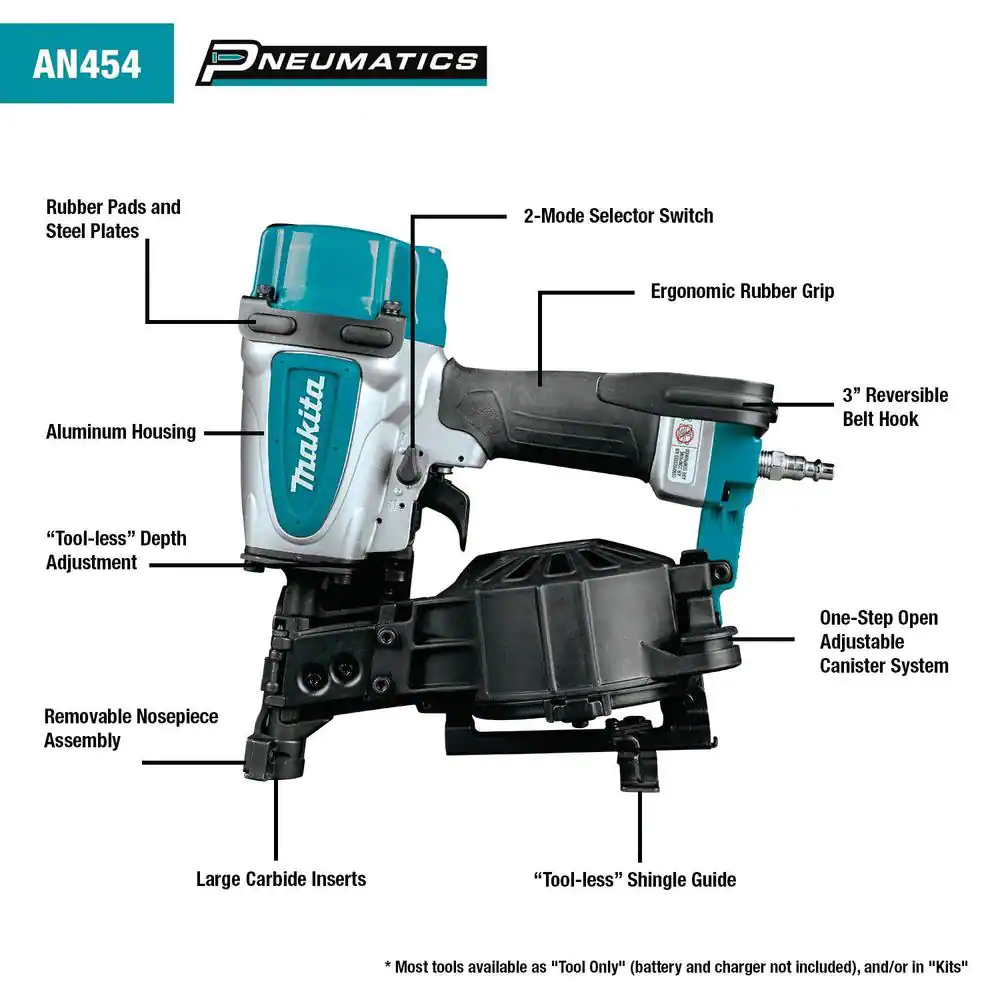 Makita Pneumatic 1-3/4 in. 15 Degree Coil Roofing Nailer