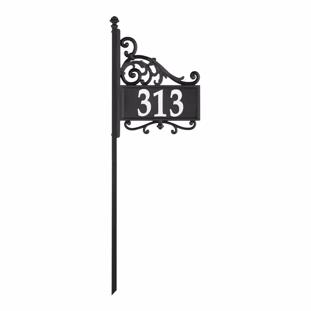 None Nite Bright Acanthus Rectangle Reflective Address Post Sign