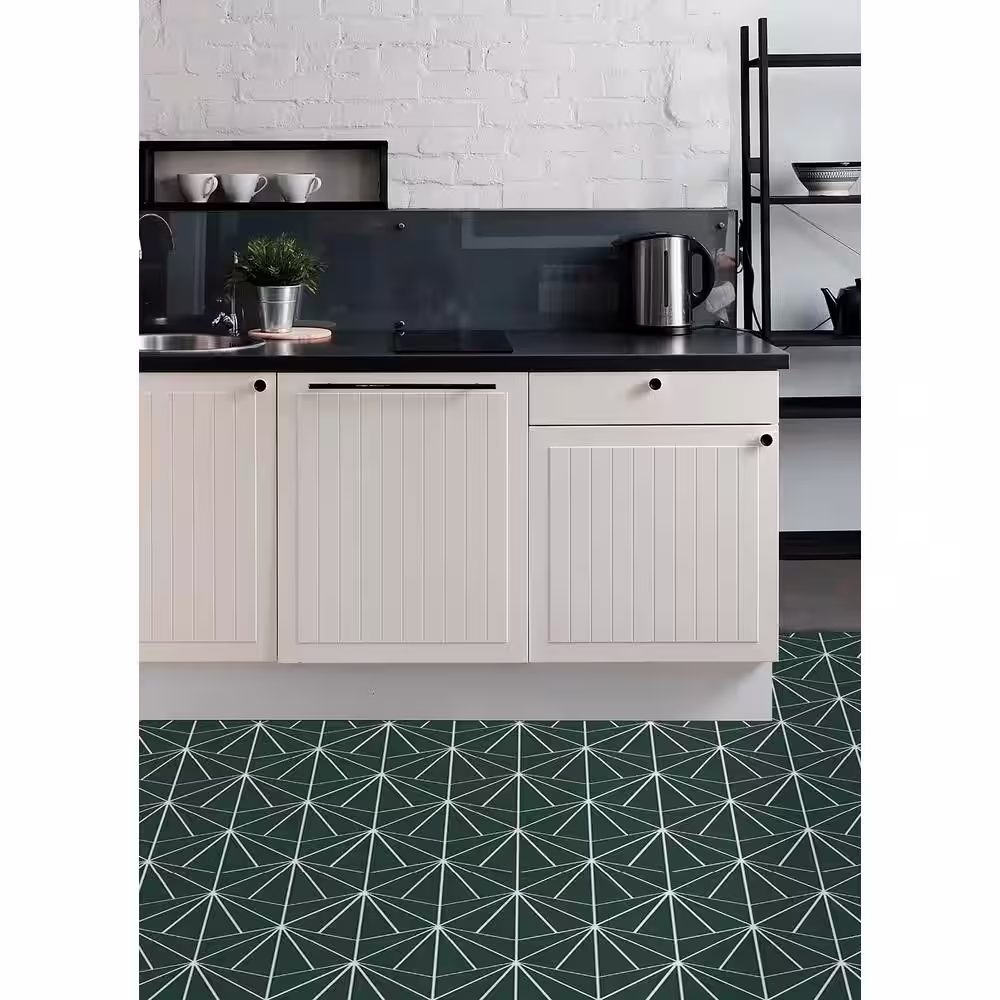 FloorPops Beryl 12 in. W x 12 in. L Green Peel & Stick Vinyl Tile Flooring (20 sq. ft./case)