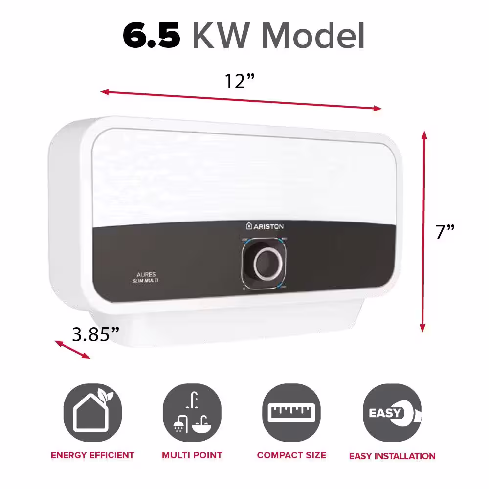 Ariston Aures Slim Multi 6.5kW 240-Volt 1.26 GPM Point of Use Electric Tankless Water Heater