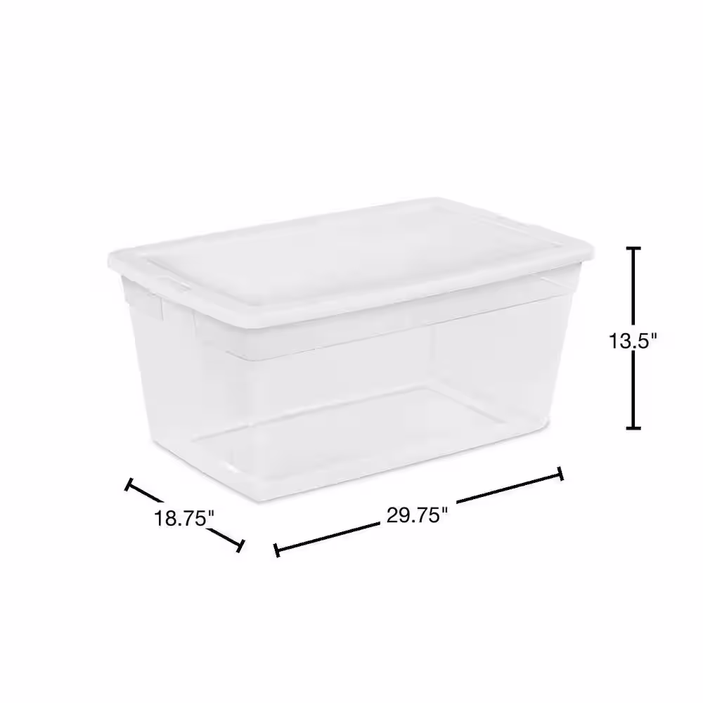 Sterilite 90-Quart Storage Box with Clear Base and White Lid (8 Pack) 16668004