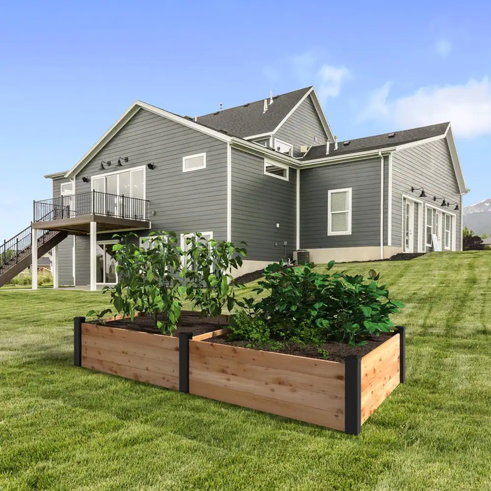 Outdoor Essentials Haven 4 ft. x 8 ft. Natural Cedar Raised Garden Bed (14 in. H)
