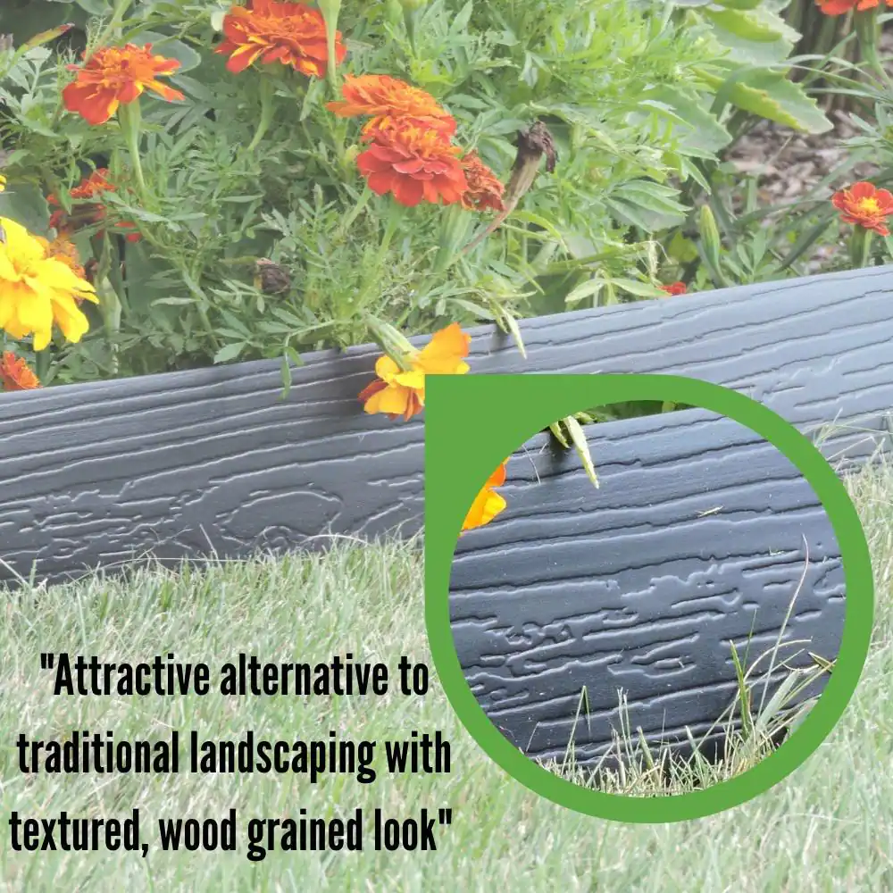 Master Mark Terrace Board 5 in. x 40 ft. Black Landscape Lawn Edging with Stakes