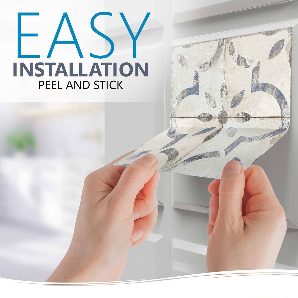 None Grey and Blue R23 4 in. x 4 in. Vinyl Peel and Stick Tile (24 Tiles, 2.67 sq. ft./Pack)