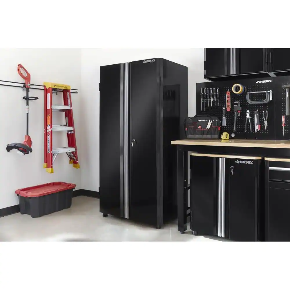 Husky Ready-to-Assemble 24-Gauge Steel Garage Gear Cabinet in Black (36.6 in. W x 72 in. H x 24 in. D